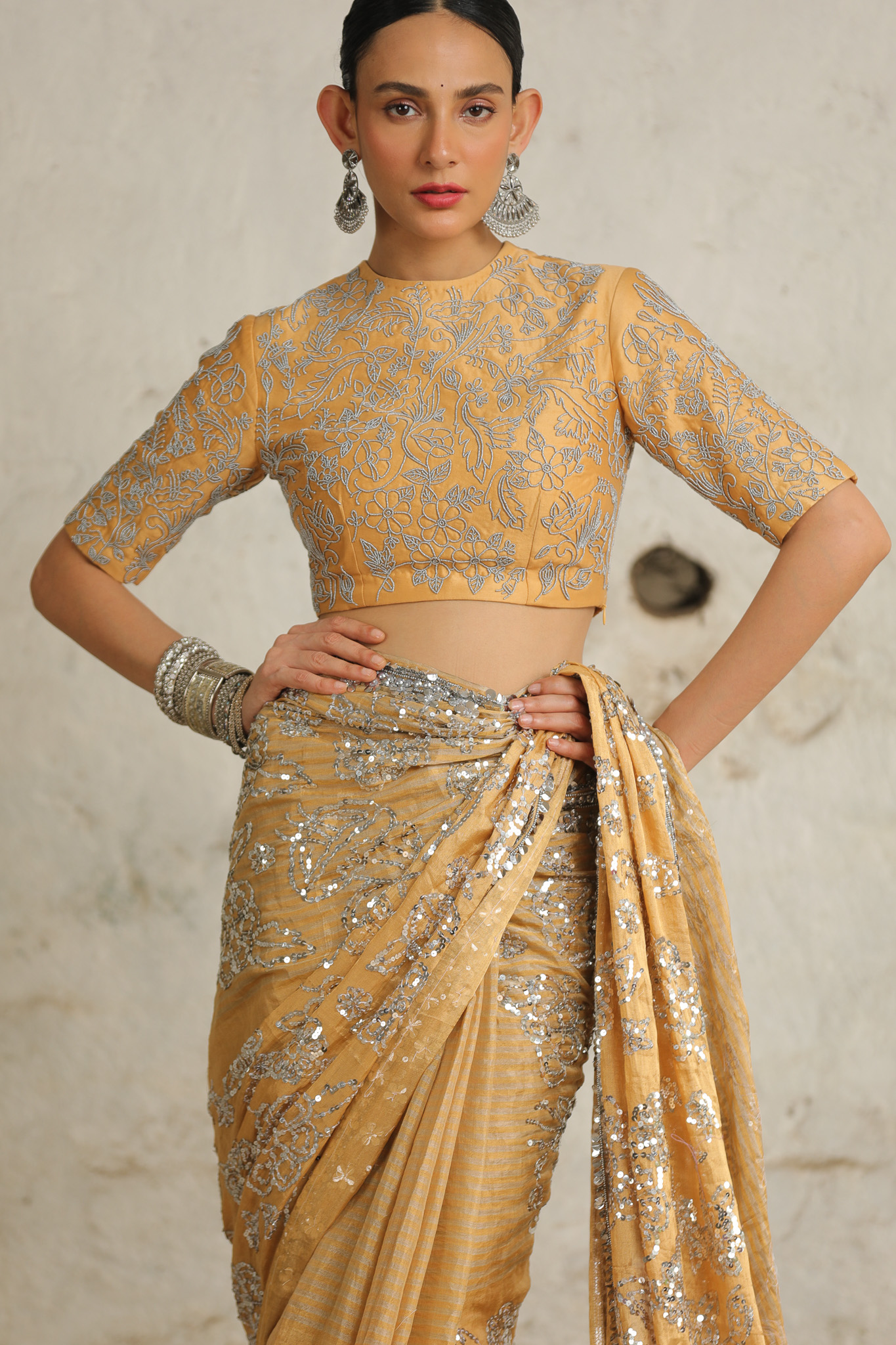 Beaded embroidery blouse by Saksham & Neharicka