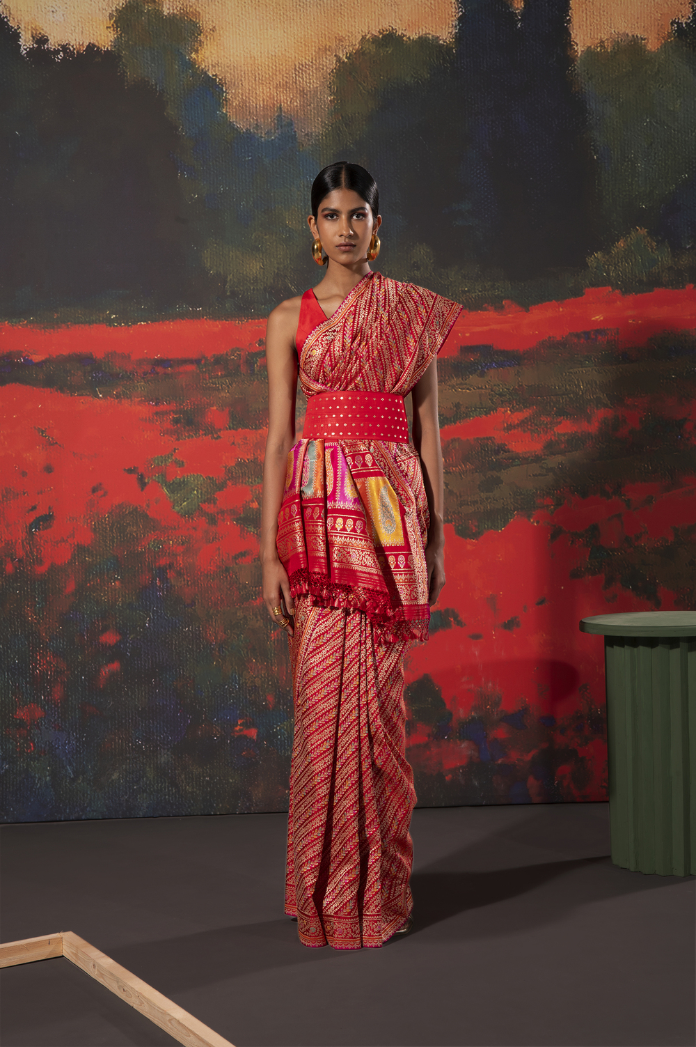 Seedha pallu drape in Ekaya’s saree