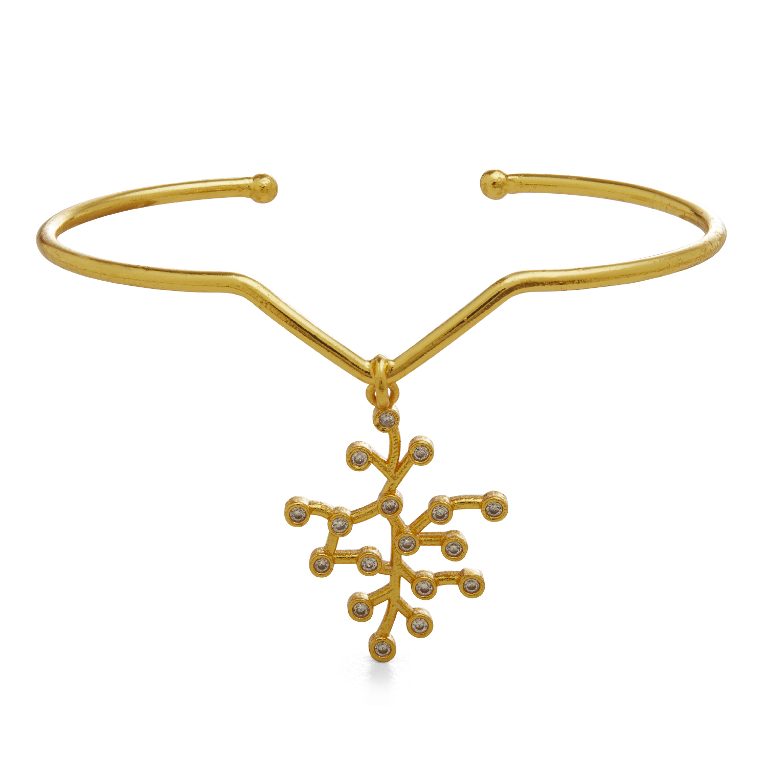 Gold geometric cubic zirconia bracelet by Dhwani Bansal