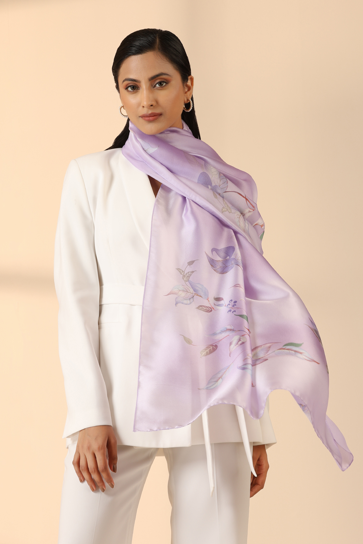 Lavender printed scarves by Dusala 